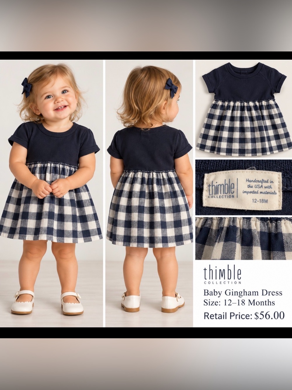 Thimble Kids’ Gingham Dress, Size 12-18M